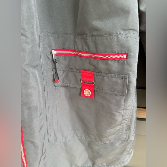 Maeve by Anthropologie Sporty Utility Dark Grey Hooded Coat Fur Interior •M• NWT - Picture 9 of 11